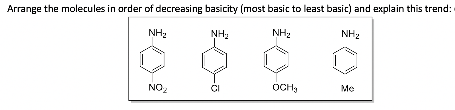 Decreasing Basicity Examples Solved Arrange the molecules in order of decreasing basicity | Chegg.com