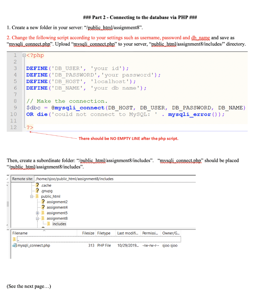 Solved ### Part 2 - Connecting the database via PHP ### 1. | Chegg.com