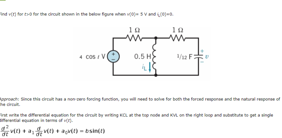 Solved Find v(t) for t>0 for the circuit shown in the below | Chegg.com