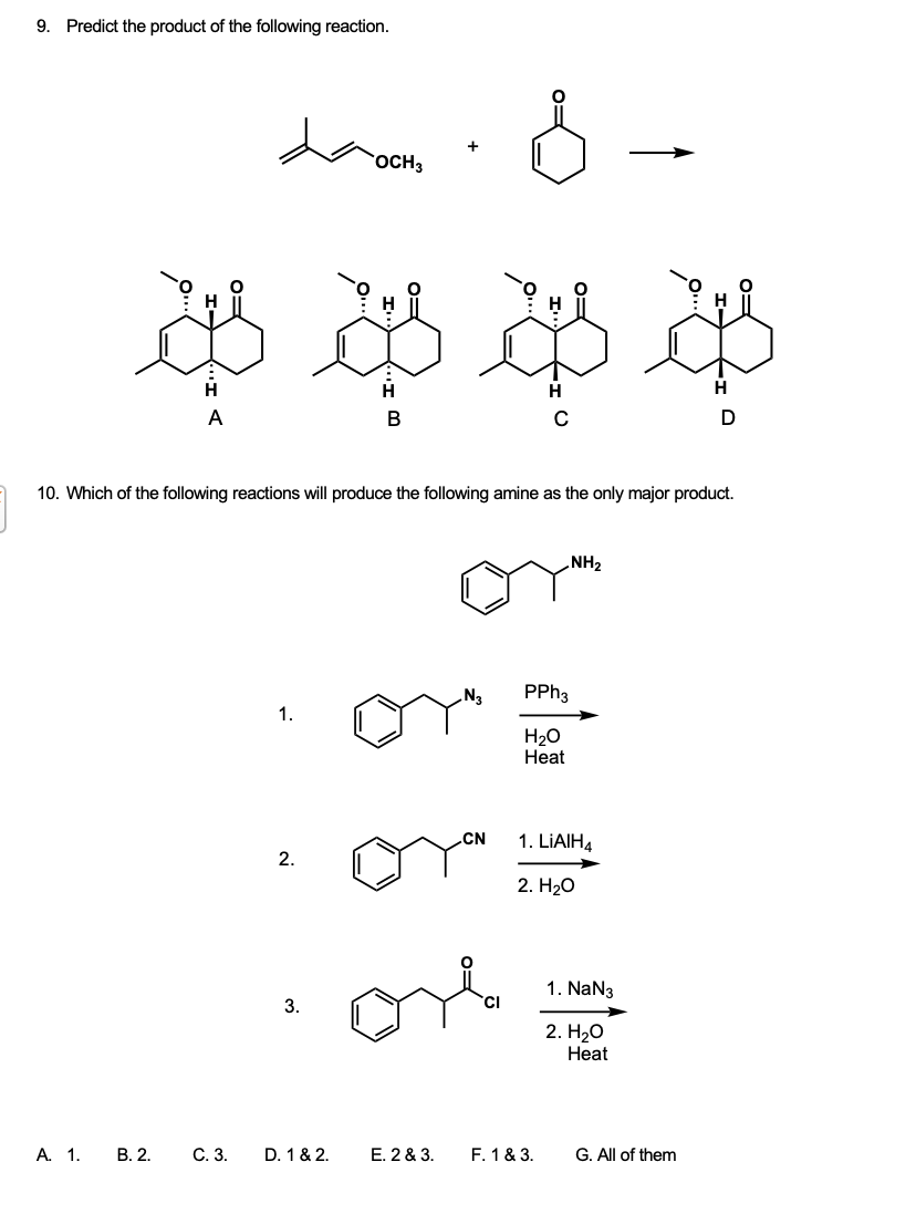 Solved 9. Predict the product of the following reaction. | Chegg.com