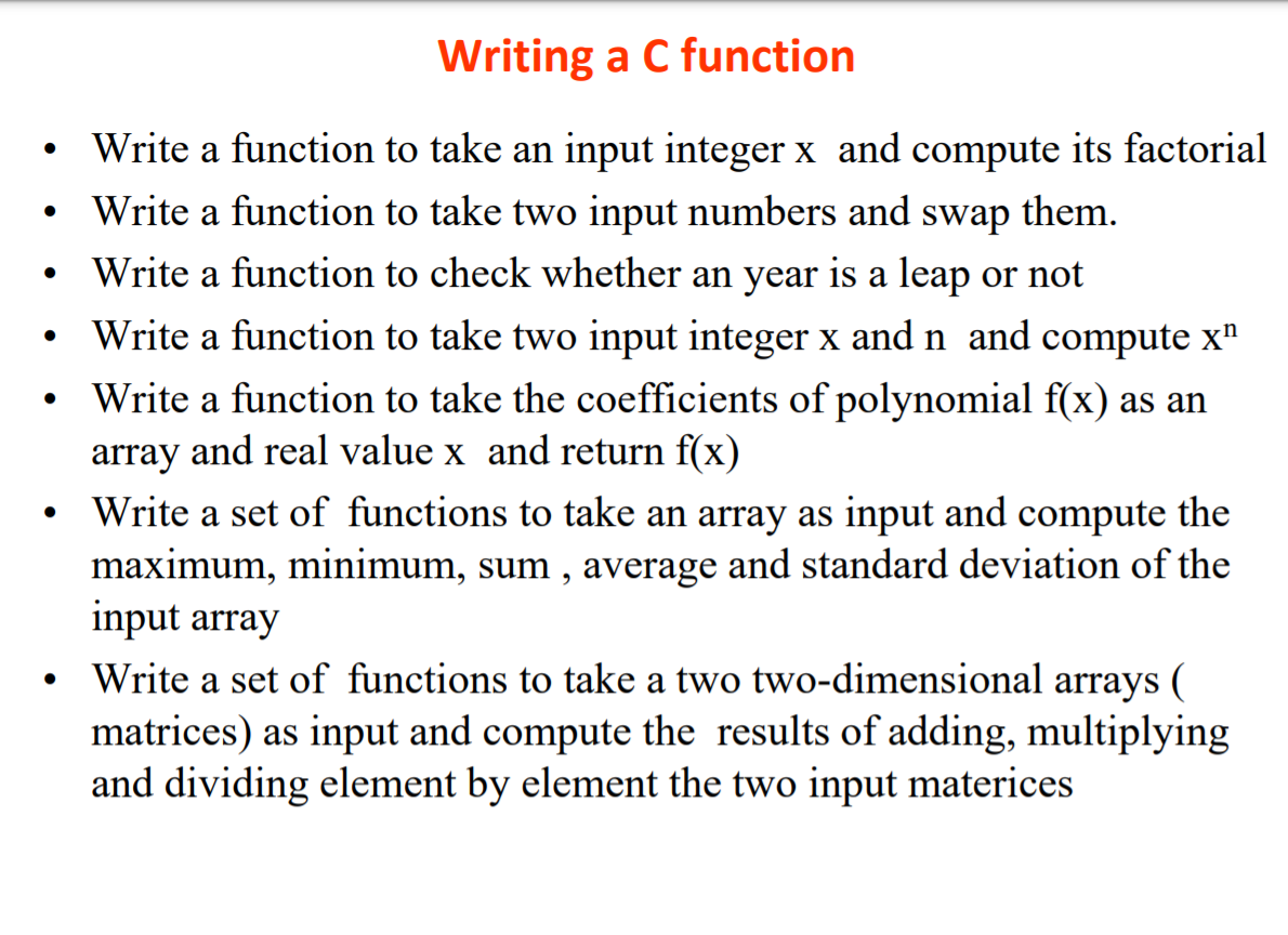 Solved Writing a C function a . a . a . a • Write a function | Chegg.com
