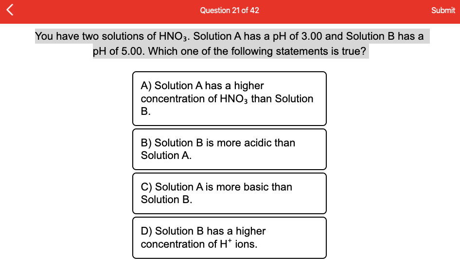 Solved: Question 21 Of 42 Submit You Have Two Solutions Of... | Chegg.com