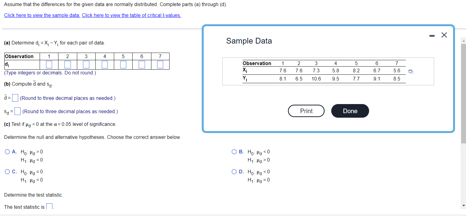Solved Assume that the differences for the given data are | Chegg.com