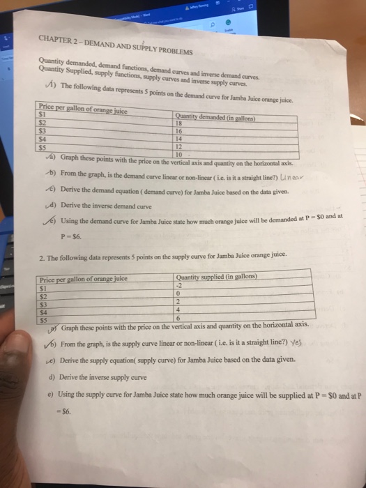 Solved CHAPTER 2-DEMAND AND SUPPLY PROBLEMS Quantity | Chegg.com