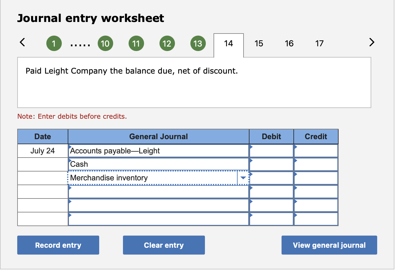 Journal entry worksheet Paid the balance due to Boden | Chegg.com