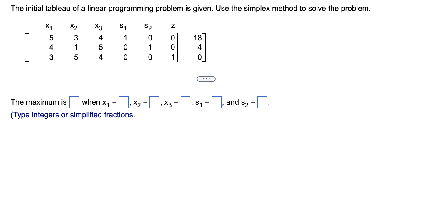 Solved ⎣⎡x154−3x231−5x345−4 s1100 s2010z0011840⎦⎤ The | Chegg.com