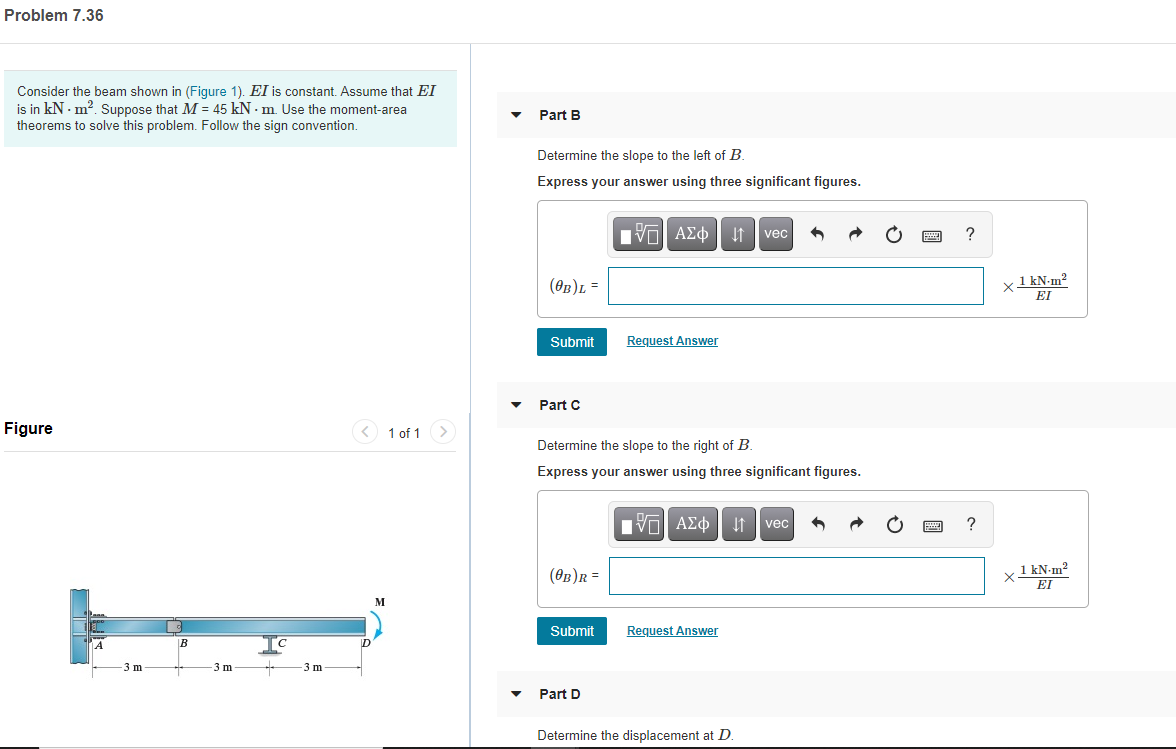 Solved Problem 7.36 Consider the beam shown in (Figure 1). | Chegg.com