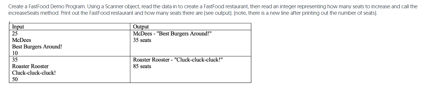 Solved Create a class called Restaurant that is the base | Chegg.com