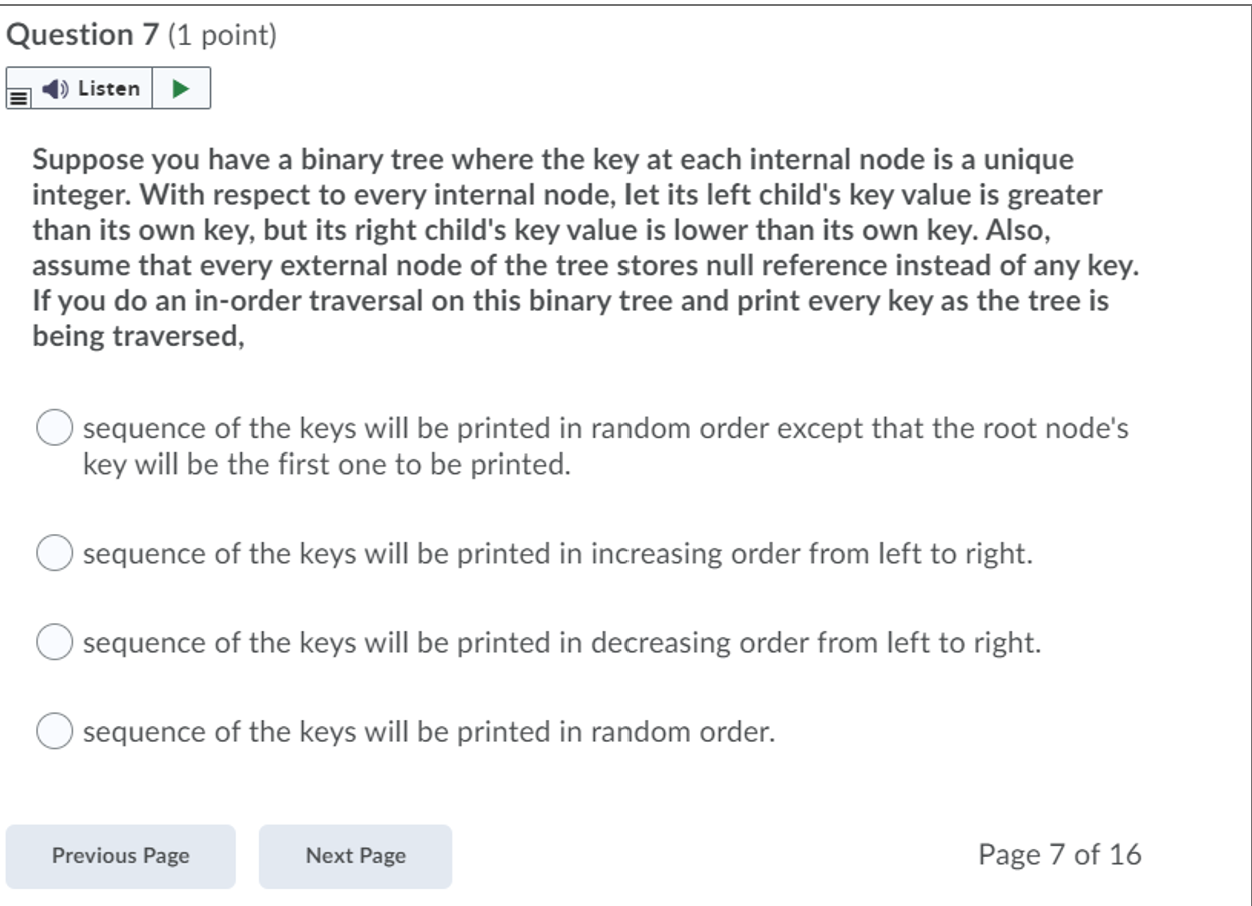 Solved Question 7 (1 point) Listen Suppose you have a binary | Chegg.com