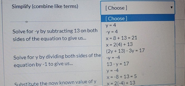 Solved Match the work for each step to solve the following | Chegg.com