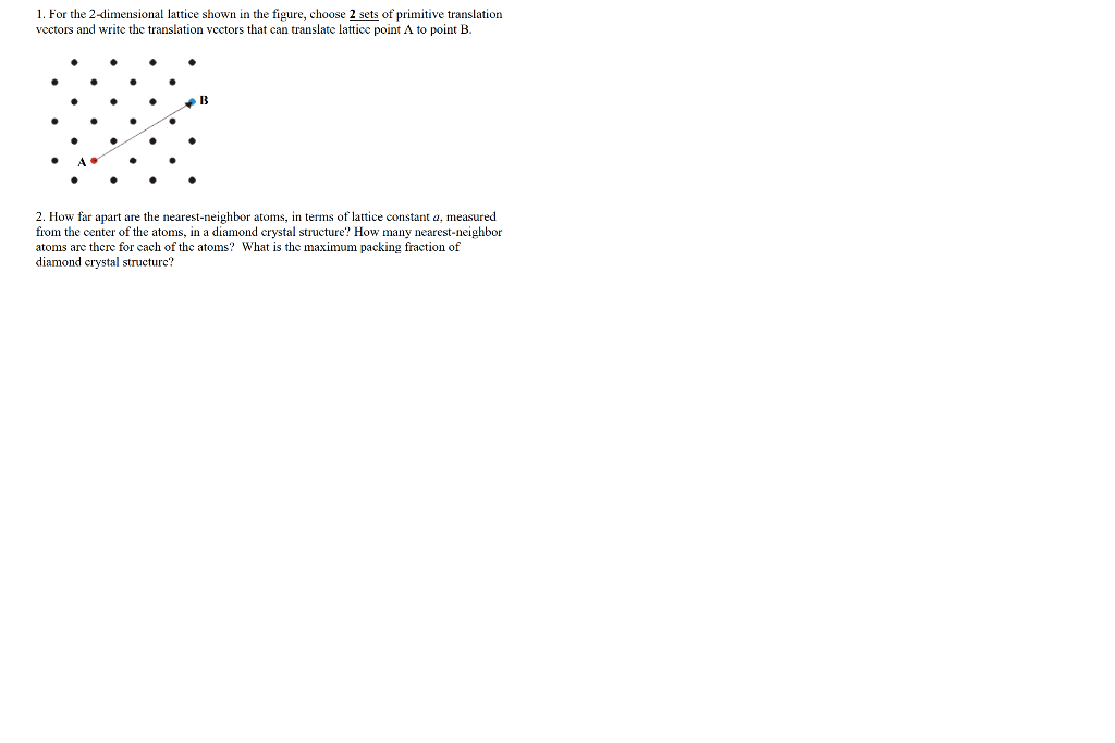 Solved 1. For the 2-dimensional lattice shown in the figure, | Chegg.com