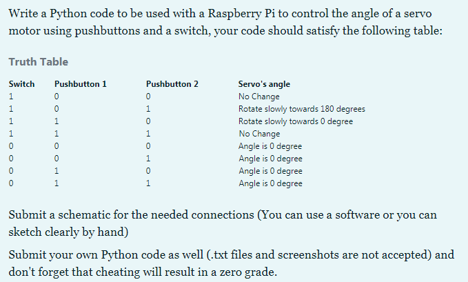 Solved Write a Python code to be used with a Raspberry Pi to | Chegg.com