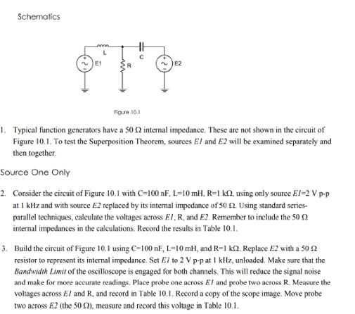 Solved Schematics E1 E2 Figure 10.1 1. Typical function | Chegg.com