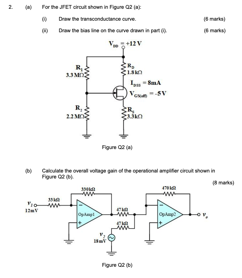 Solved 2. (a) For the JFET circuit shown in Figure Q2 (a): | Chegg.com