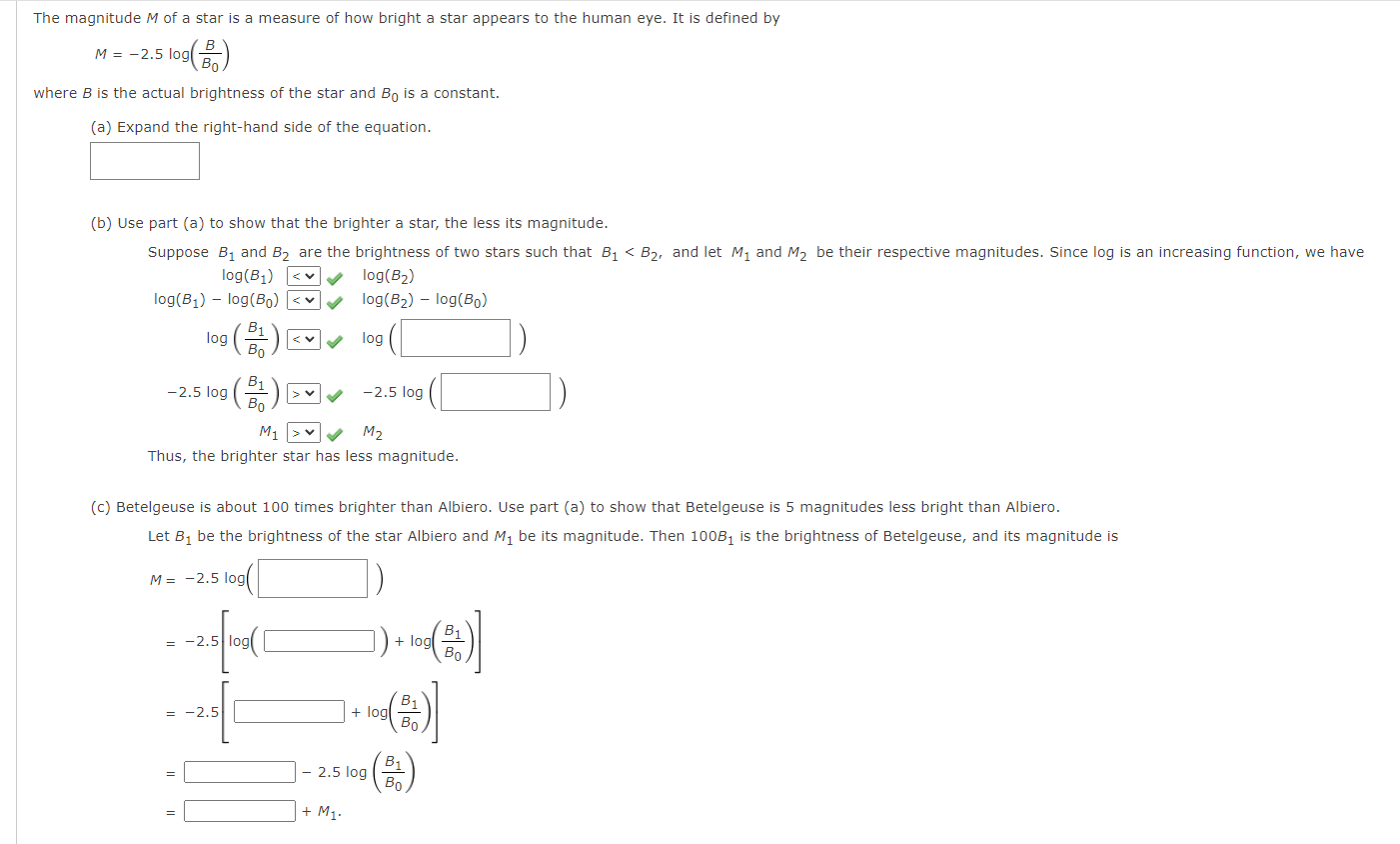 Solved The magnitude M of a star is a measure of how bright | Chegg.com