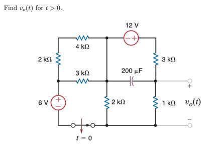 Solved Find vo(t) for t>0. | Chegg.com