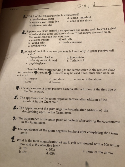 which-of-the-following-pairs-is-mismatched-stain