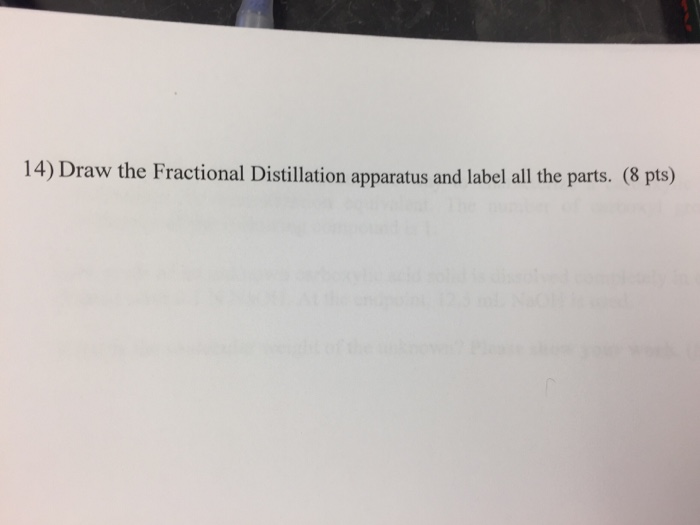 Solved Draw the Fractional Distillation apparatus and label