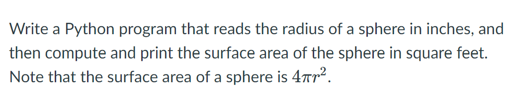 Solved Write a Python program that reads the radius of a | Chegg.com