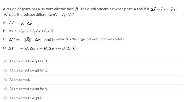 Solved FB-FA. A region of space has a uniform electric field | Chegg.com
