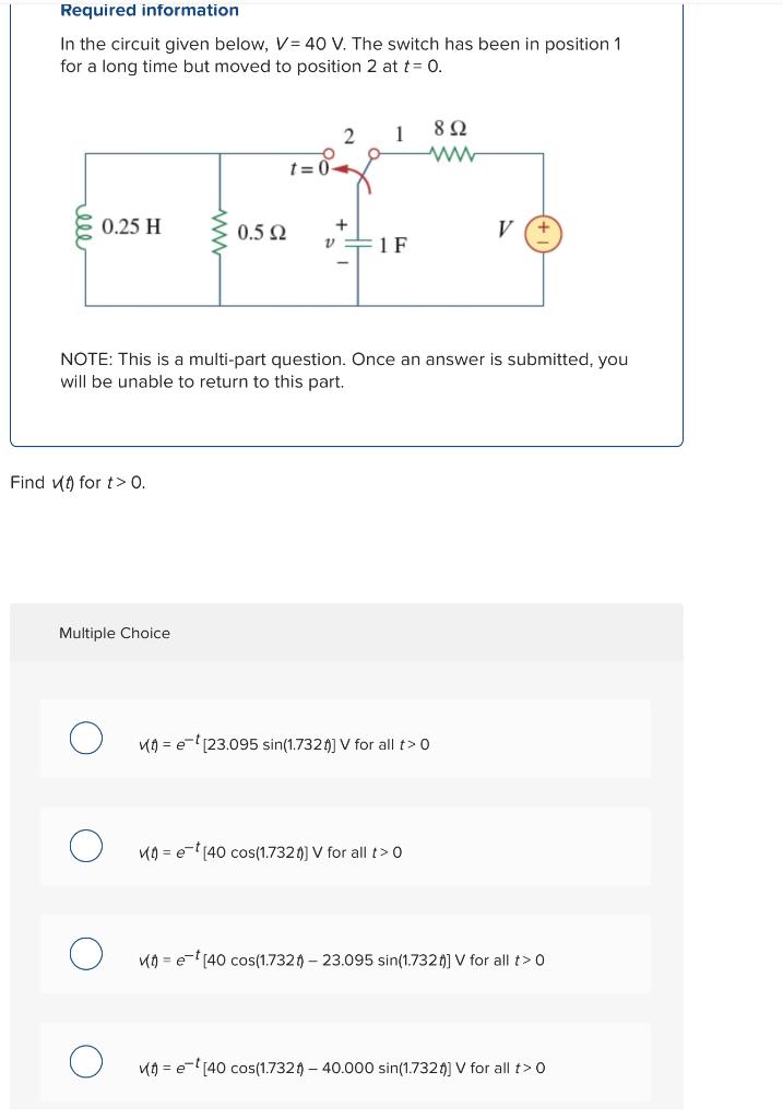 Solved Required information In the circuit given below, V = | Chegg.com