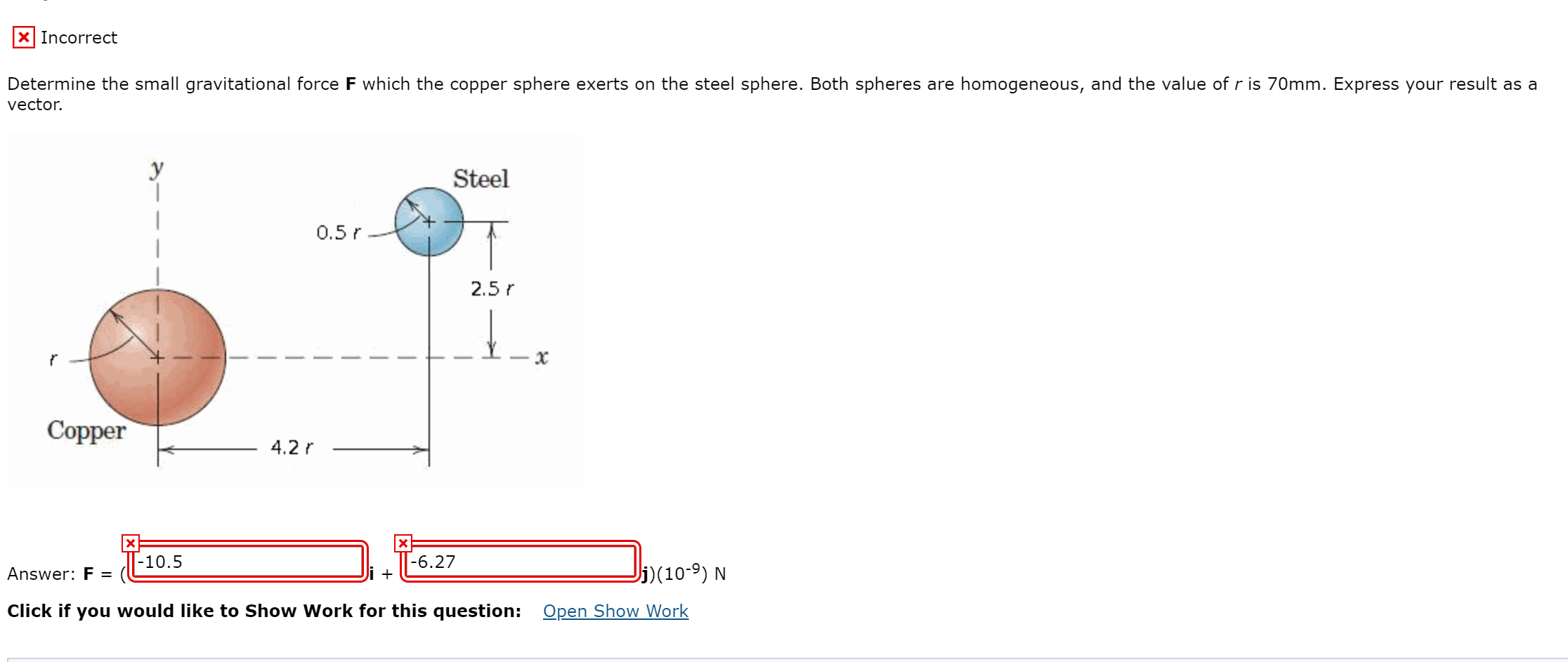 Solved Determine the small gravitational force F which the | Chegg.com