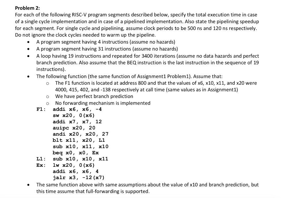 o Problem 2: For each of the following RISC-V | Chegg.com