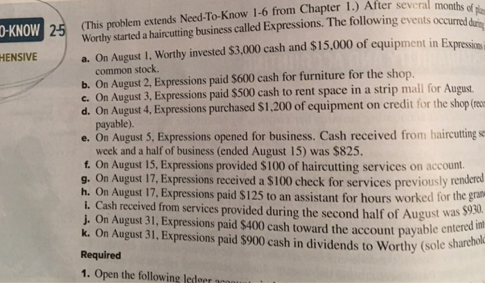 Solved (This problem extends Need-To Know 1-6 from Chapter | Chegg.com