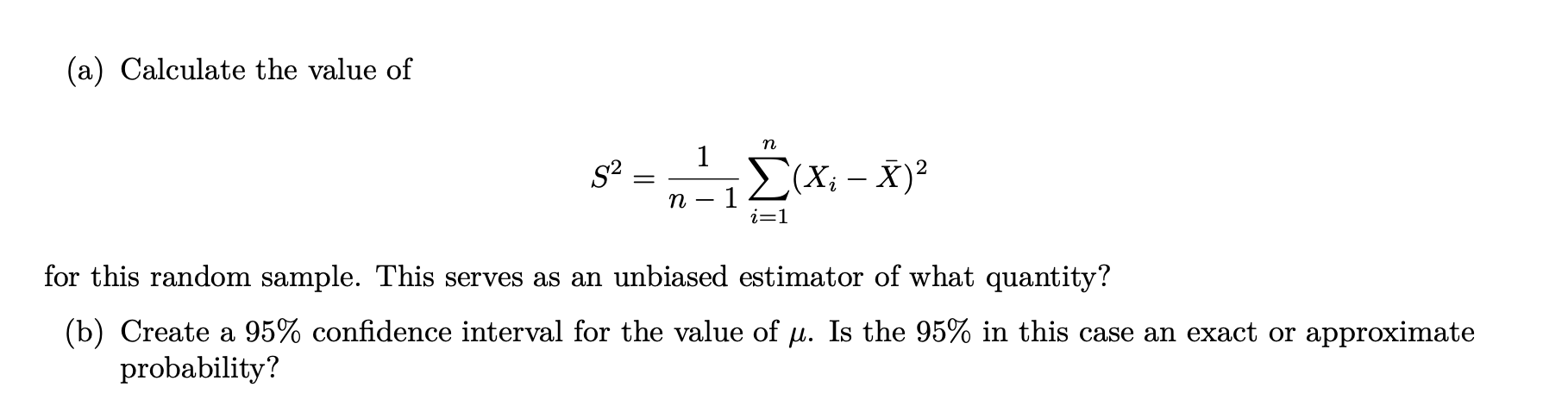 Solved 3. Consider The Following Random Sample From A | Chegg.com