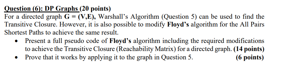 Solved Question (6): DP Graphs (20 points) For a directed | Chegg.com