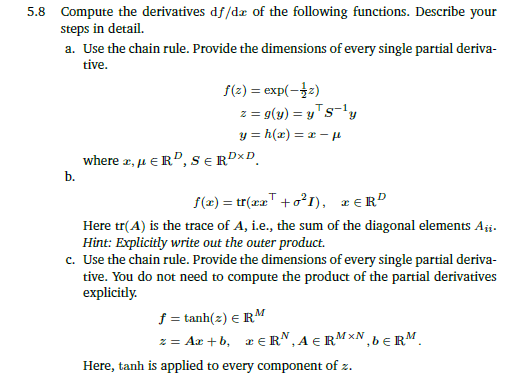 Solved 5 8 Compute The Derivatives Df Dx Of The Following Chegg Com