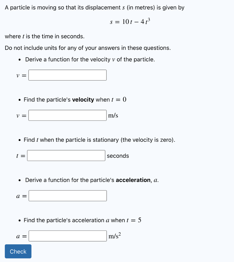 Solved A Particle Is Moving So That Its Displacement S (in | Chegg.com