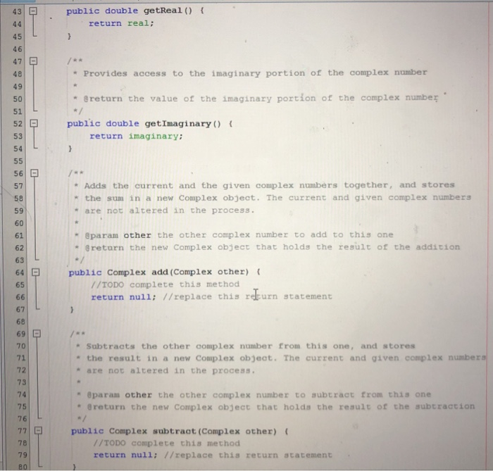 Solved public class Complex t //fields private double real: | Chegg.com