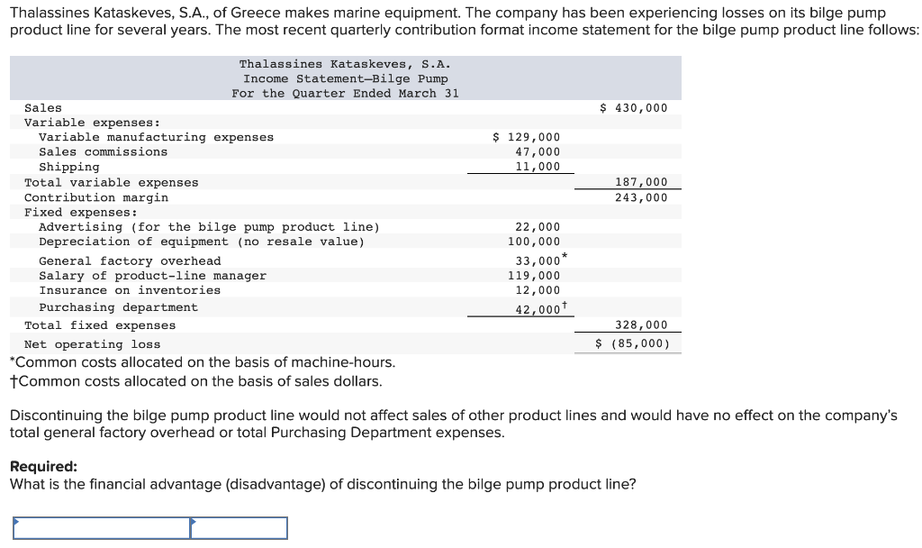 Solved Thalassines Kataskeves, S.A., of Greece makes marine | Chegg.com