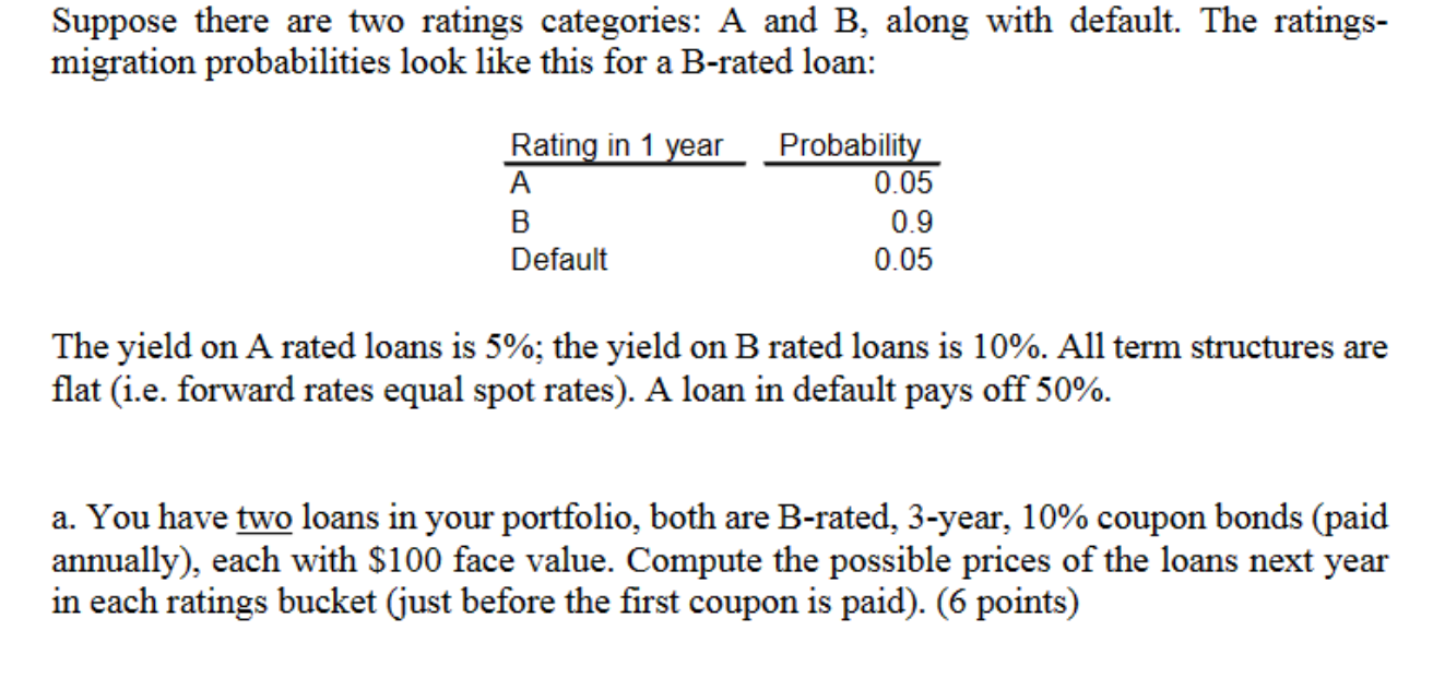 Solved Suppose there are two ratings categories: A and B, | Chegg.com