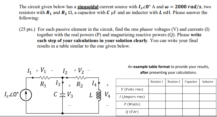 Solved The circuit given below has a sinusoidal current | Chegg.com