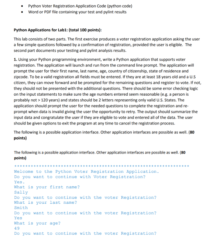 Solved - Python Voter Registration Application Code (python | Chegg.com