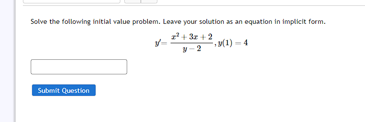 Solved Solve the following initial value problem. Leave your | Chegg.com
