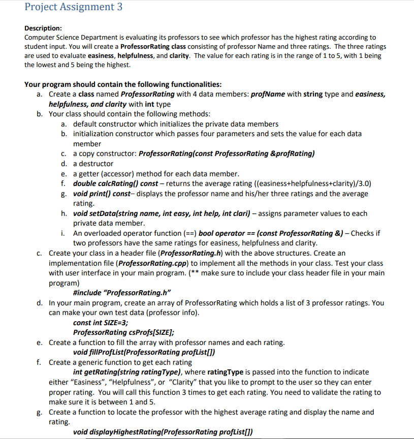 Solved Project Assignment 3 Description: Computer Science | Chegg.com