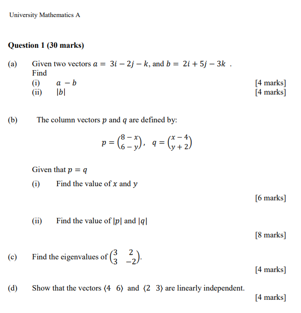 Solved A Given Two Vectors A3i−2j−k And B2i5j−3k Find 4583