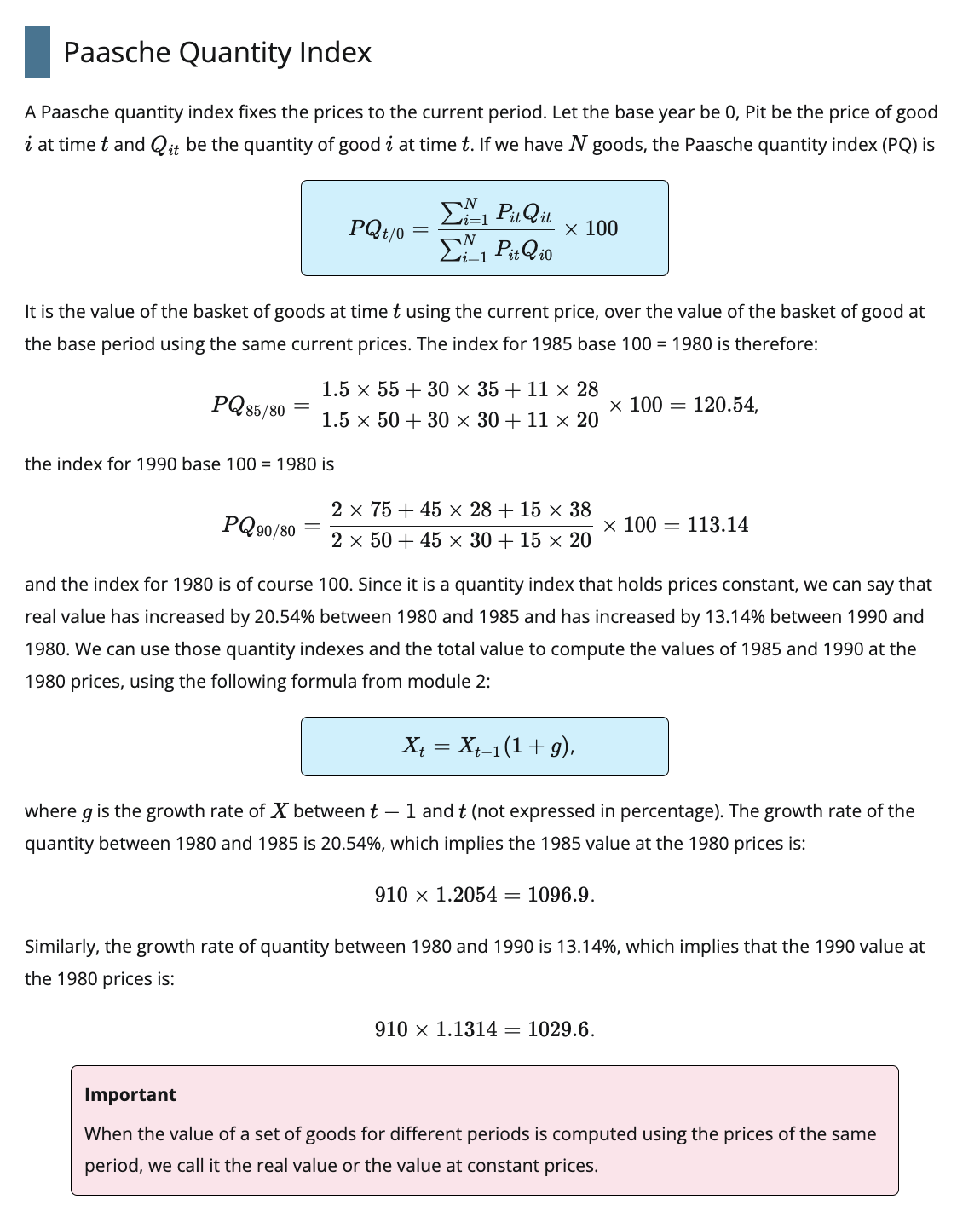 Solved The Laspeyres Quantity (LQ) Index Uses The Prices Of | Chegg.com