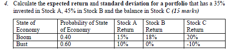 Solved 4. Calculate the expected return and standard | Chegg.com