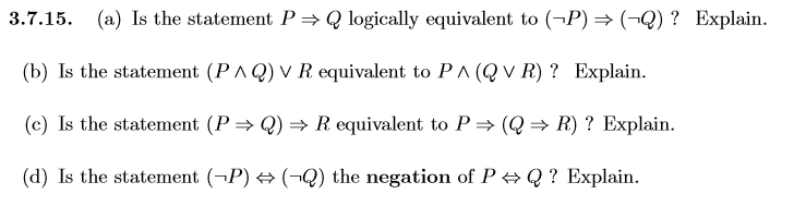 Solved 3.7.15. (a) Is the statement P→Q logically equivalent | Chegg.com