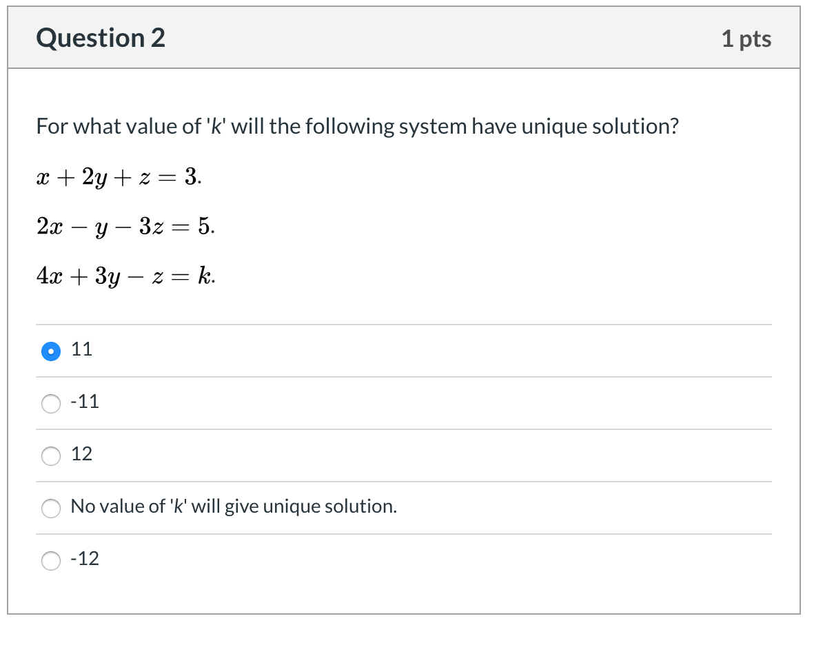 Solved For what value of 'k' will the following system | Chegg.com