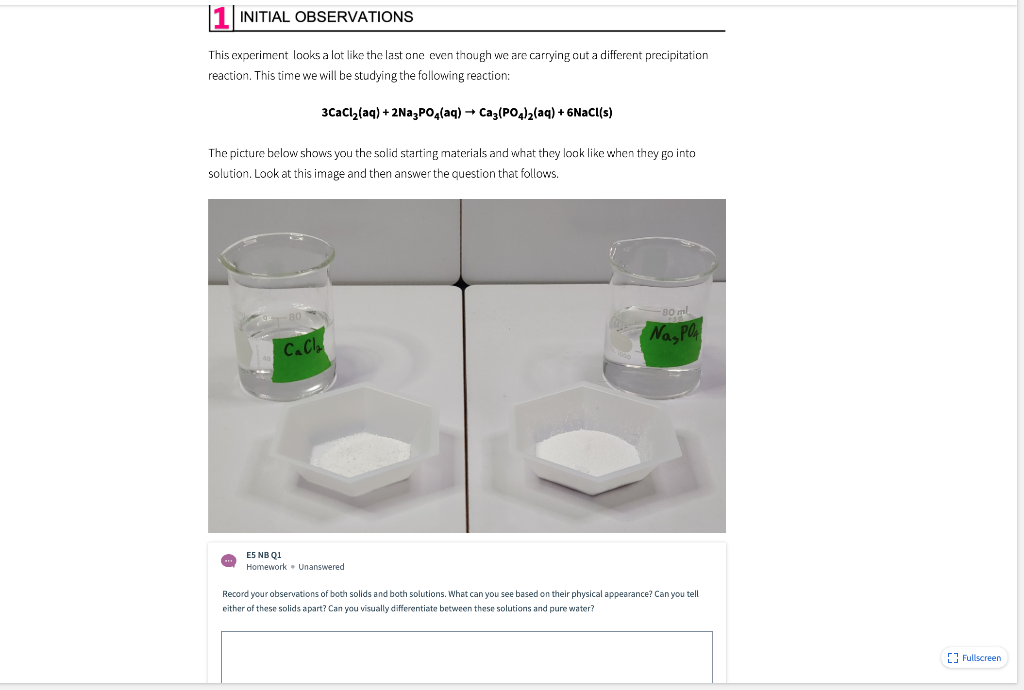 Initial Observation Example Solid Solved 1 INITIAL OBSERVATIONS This experiment looks a lot | Chegg.com