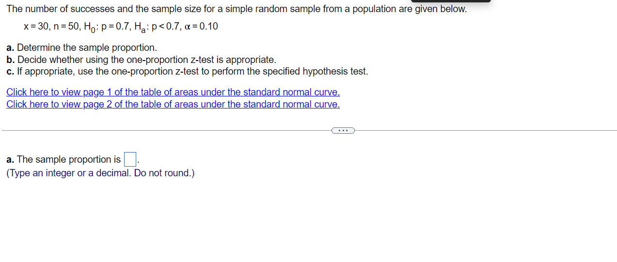 Solved The number of successes and the sample size for a | Chegg.com