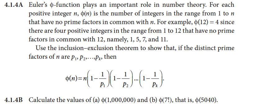 Solved 4 1 4a Euler S Q Function Plays An Important Role Chegg Com