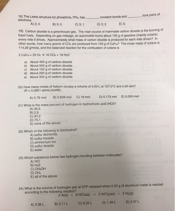 Solved 18) The Lewis structure for phosphine, PHs, has | Chegg.com
