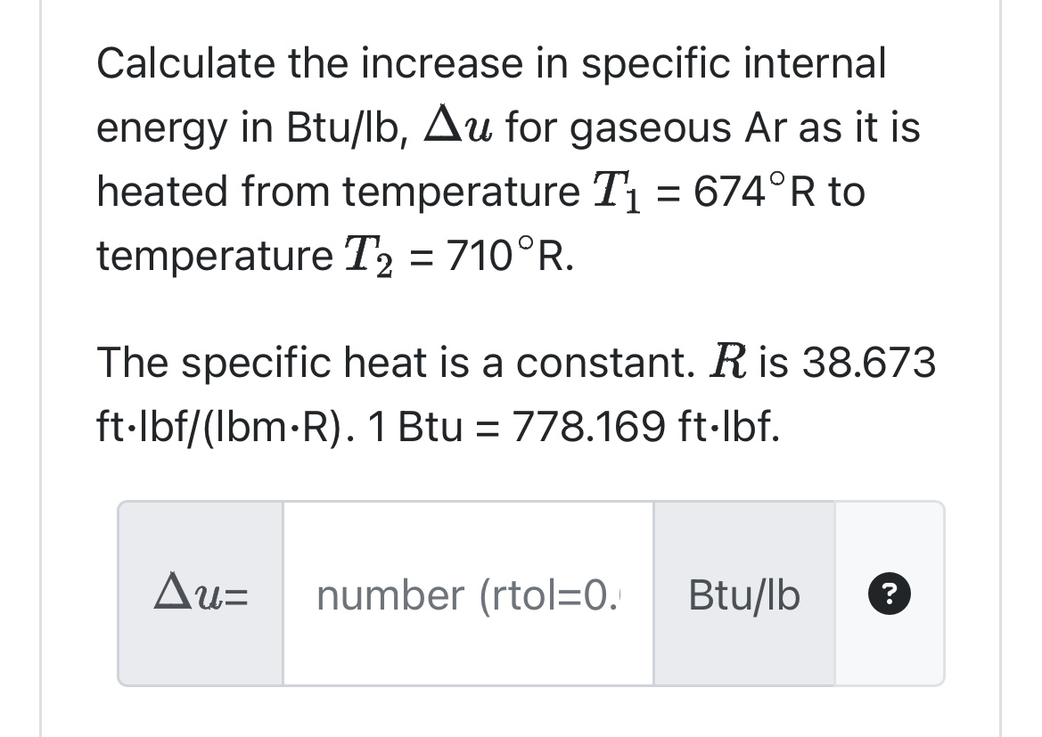 Solved Calculate the increase in specific internal energy in