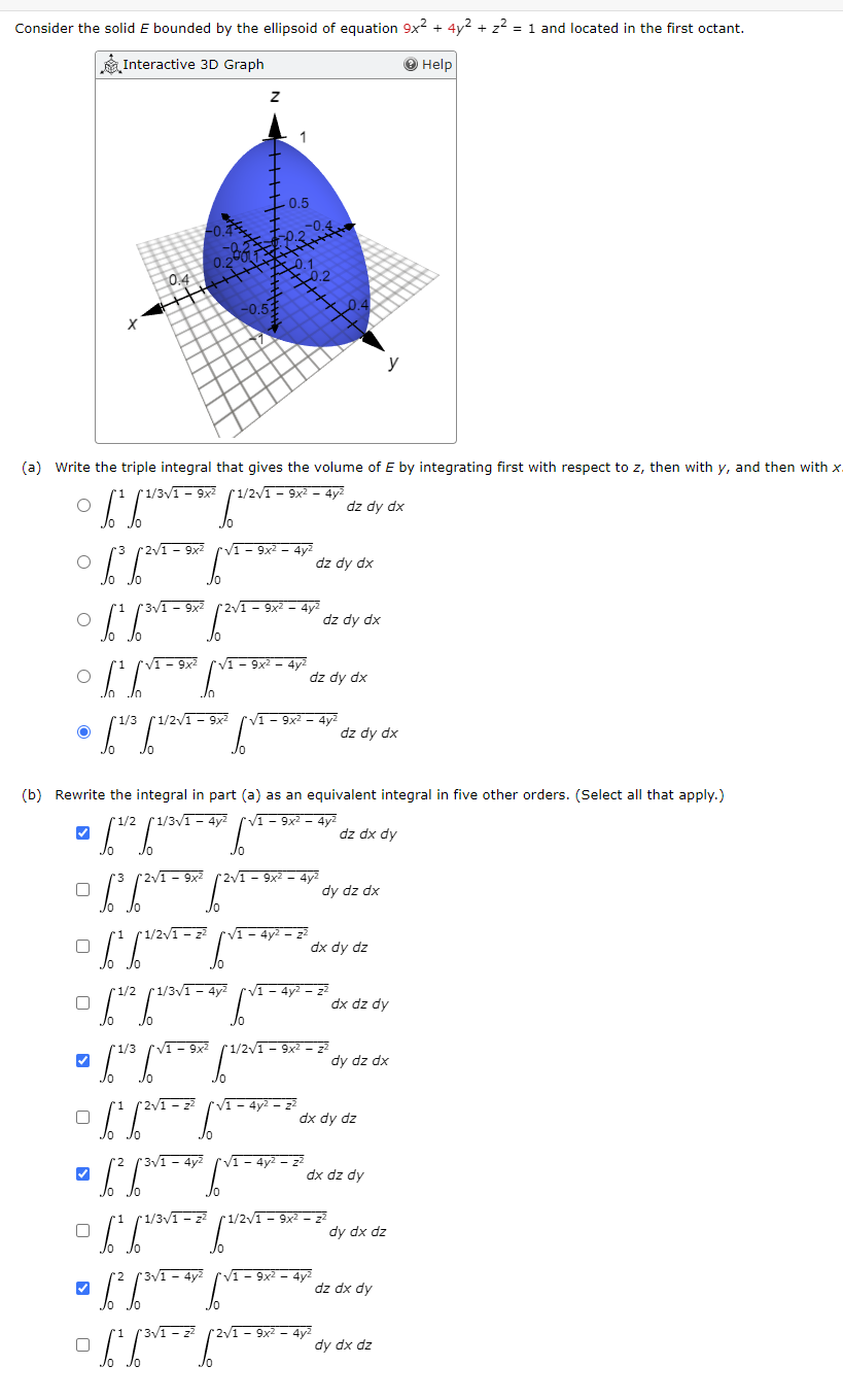 Solved Consider the solid E bounded by the ellipsoid of | Chegg.com